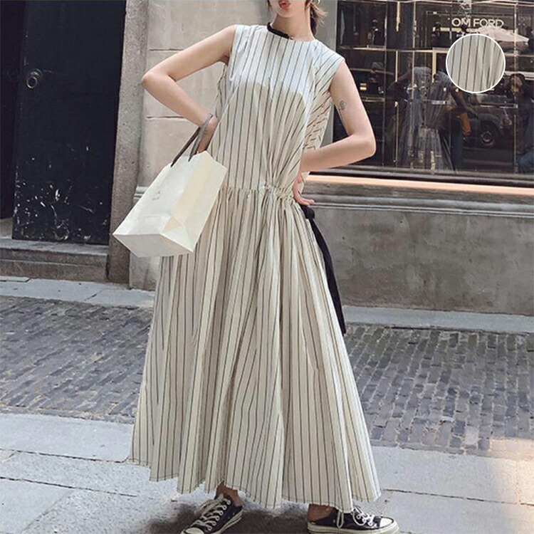 楽天市場】ストライプ ワンピース レディース 夏 ノースリーブ