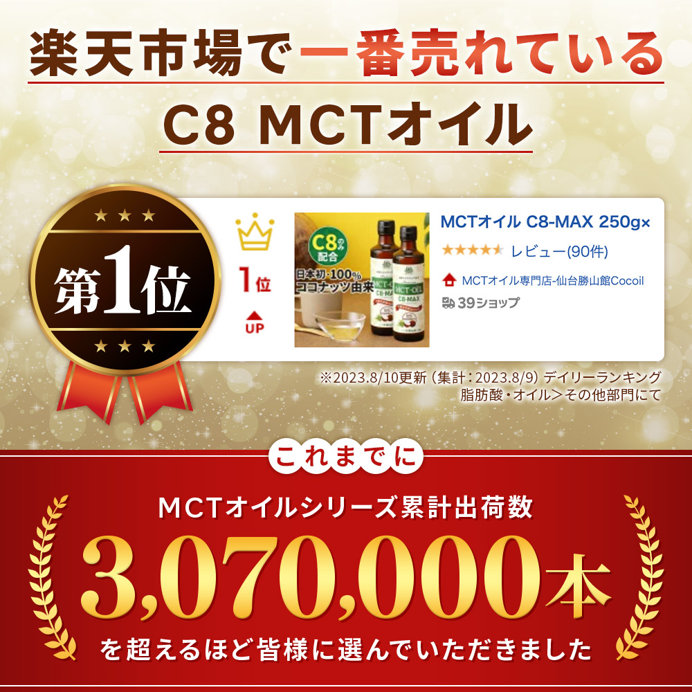 楽天市場】【医師推奨】MCTオイル C8-MAX 450g 大容量 ココナッツ C8