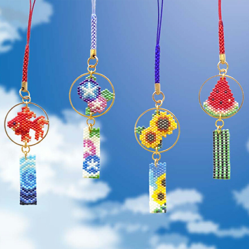 楽天市場】ビーズキット 京・風鈴柄根付け スイカ PB-290 | ビース