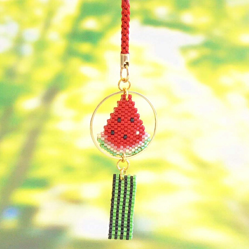 楽天市場】ビーズキット 京・風鈴柄根付け スイカ PB-290 | ビース