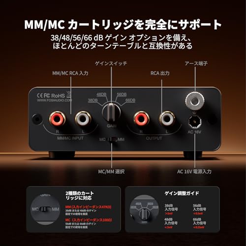 楽天市場】Fosi Audio BOX X5 プリアンプ ターンテーブル用 プリアンプ