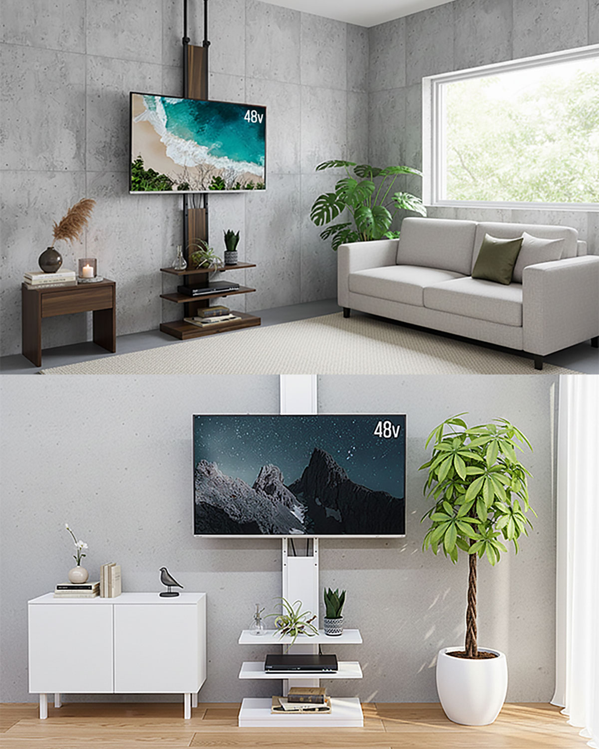 楽天市場】【楽天1位】テレビスタンド 壁寄せ 壁掛け風 突っ張り式