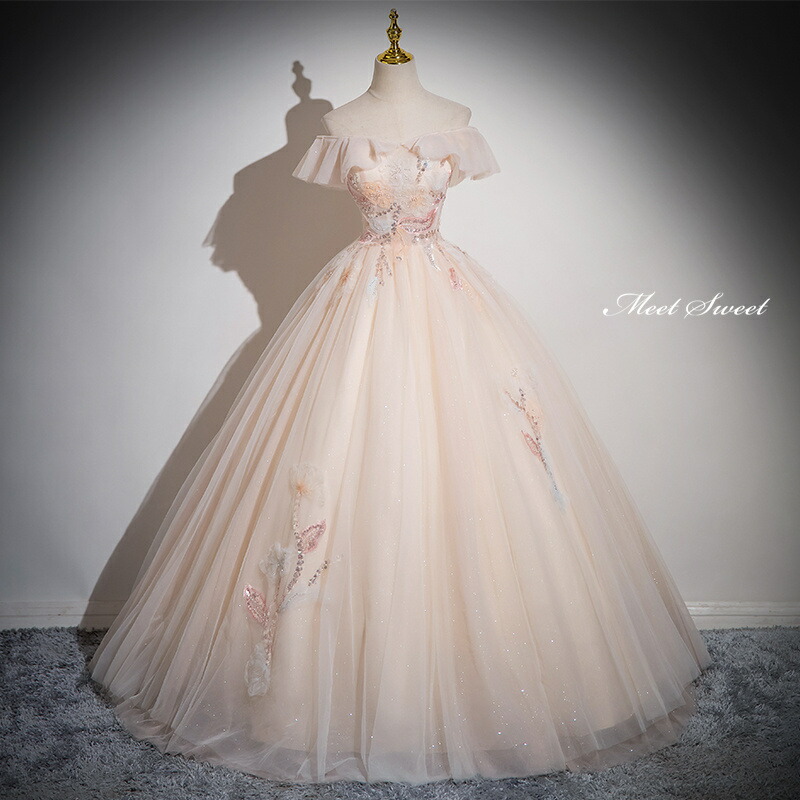 みゆ】薄ピンクのカラードレス（パニエセット）/フォトウエディング