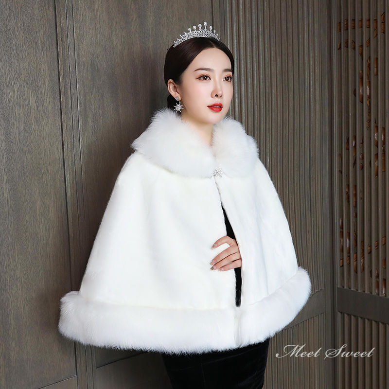 楽天市場】肩掛け ショール ファーポンチョ ストール 防寒 花嫁 ファー