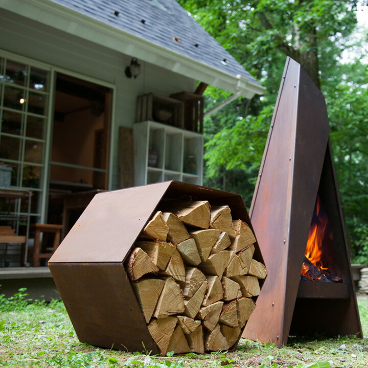 楽天市場】薪 収納 コールテン鋼 「 ファイヤーサイド ヘックス