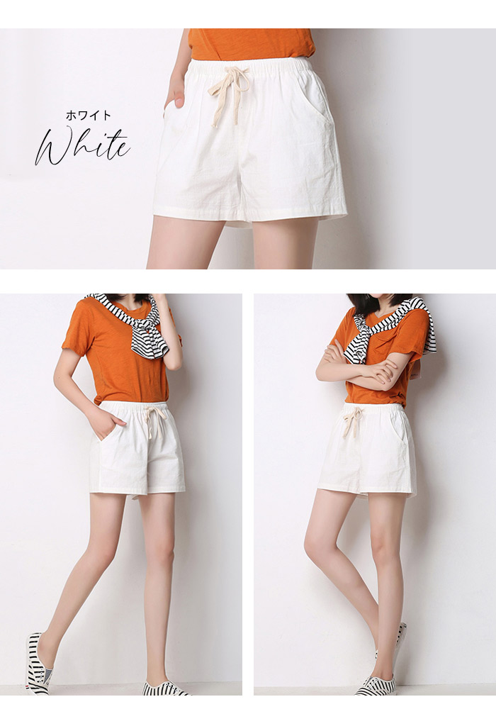 楽天市場】ショートパンツ レディース 春 冬 春冬 白 黒 短パン リネン