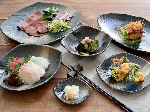 楽天市場】和食器 大皿 変形菱型 黒海 お皿 プレート 大皿 盛り皿 ワン