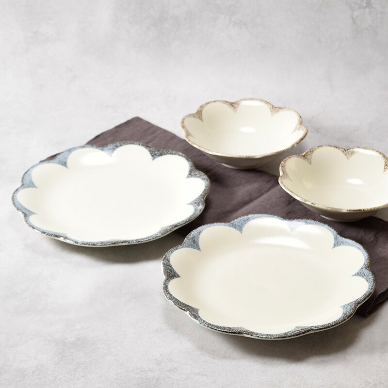 楽天市場】大皿 ＆ 浅鉢 4点セット 2種×各2点 茉莉花 まつりか 花型