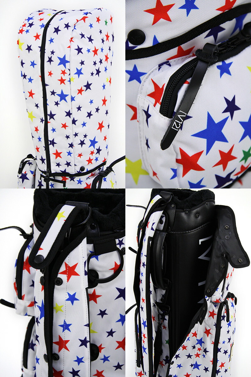 V12 TWELVE ゴルフバッグ 星柄 ブラック/ホワイト