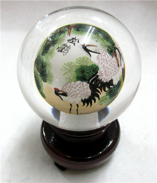 楽天市場】水晶玉内面繪画置物 中国工芸品 インテリア小物 新築 飾り物