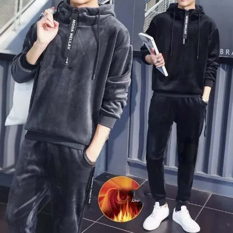 Resurrection ブラック フード付き 裏起毛暖かセットアップ メンズL