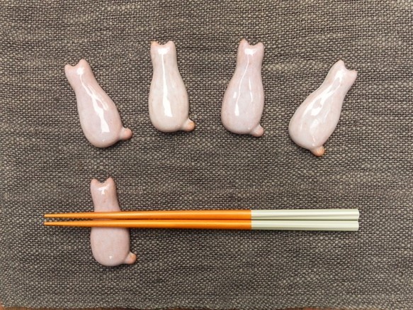 楽天市場】萩焼・ねこの箸置き、5客セット : 萩焼工房 土和窯