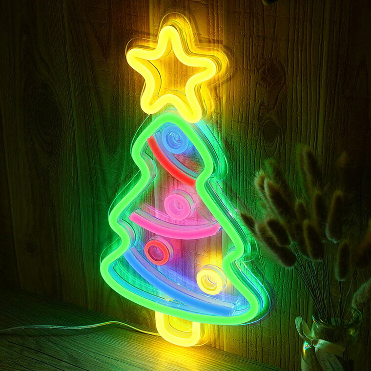楽天市場】LED ネオンサイン クリスマスツリー USB電源 ネオンライト