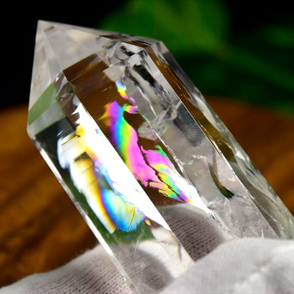 アンダラクリスタル虹入り原石 & ガーデン水晶6角柱 水晶 観賞石