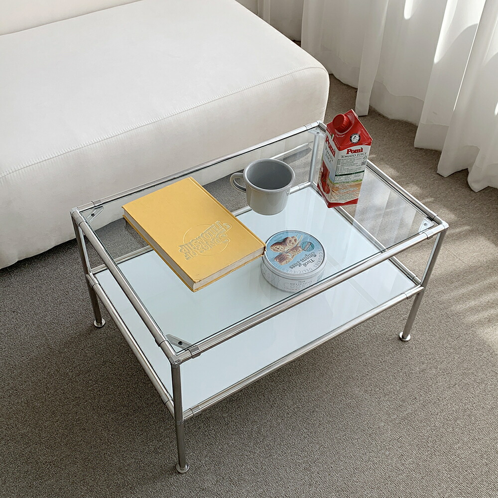 ②ガラステーブル サイドテーブル ローテーブル 斜めテーブル 高級家具