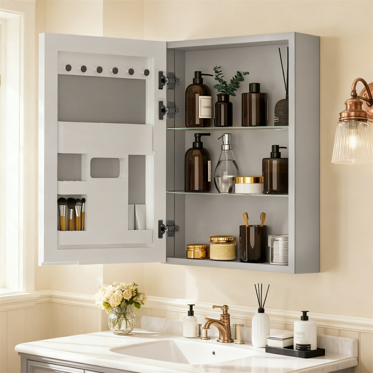 楽天市場】LUVODI ミラーキャビネット 洗面 幅50×高さ70×奥行12cm