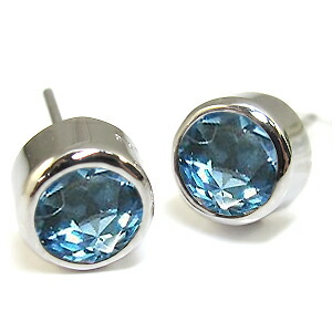 楽天市場】ブルートパーズピアス・一粒・ブルートパーズ・11月誕生石