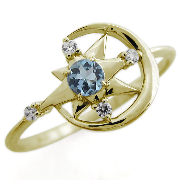 楽天市場】月と星 指輪 リング レディース 天然石 誕生石 選べる K18