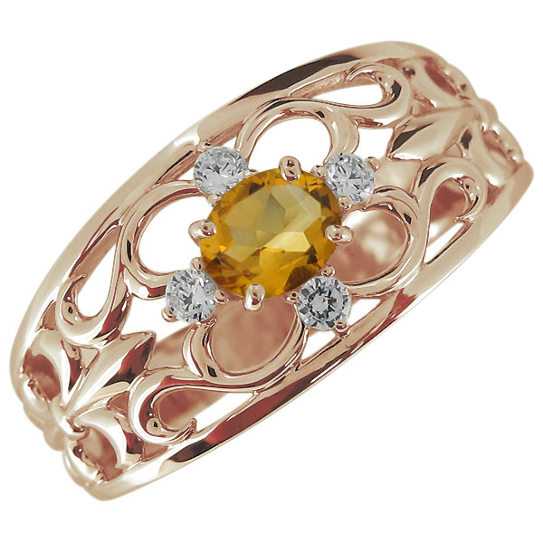 楽天市場】指輪・メンズ・18金・おしゃれ・シトリンリング・百合の紋章