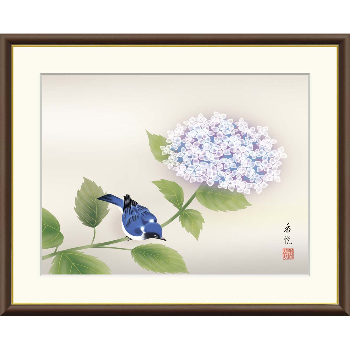 楽天市場】絵画 現代日本画 花鳥画 夏飾り 紫陽花 西尾香悦 額入り