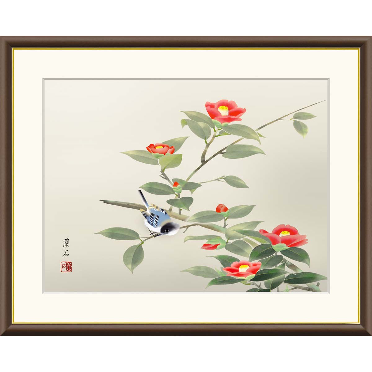 花鳥画色紙四枚 日本画家「小西福年」作 花鳥画色紙四枚 日本画家