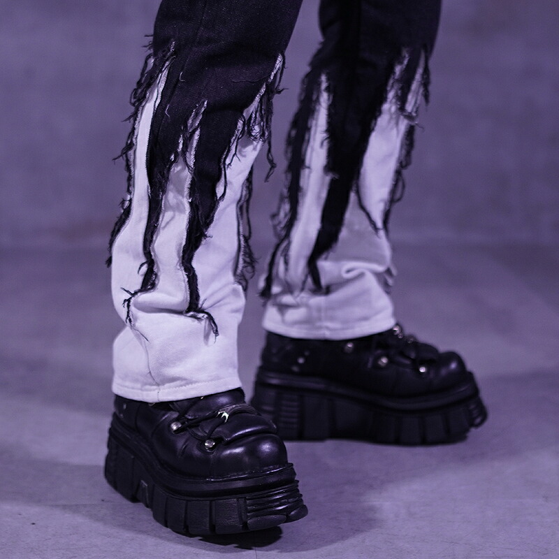 楽天市場】V系 パンツ メンズ デニムパンツ ダメージパンツ フレア