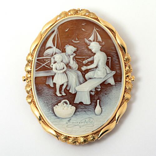 楽天市場】K18 ヴィンテージ シェルカメオ ペンダントブローチ 40×55mm