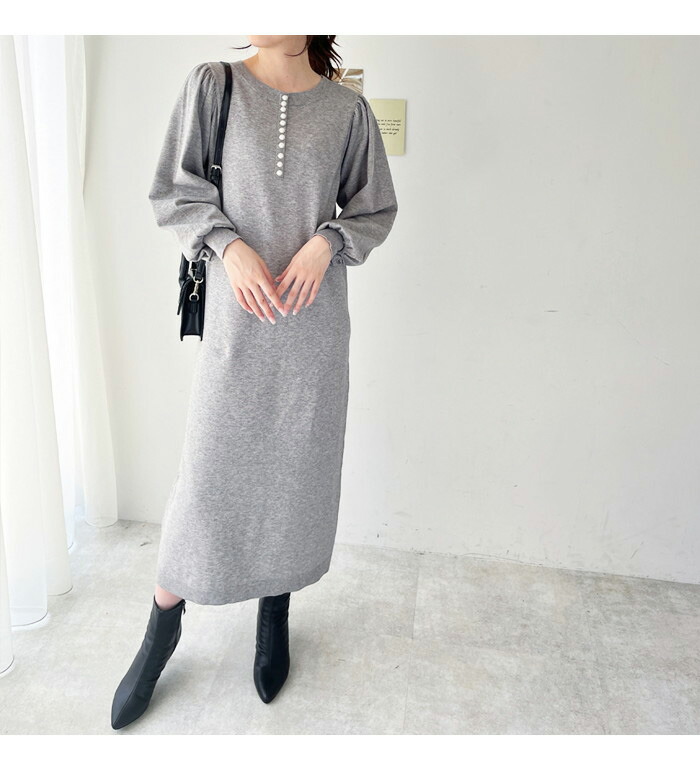 楽天市場】前後2WAYパール使いニットワンピ レディース 秋