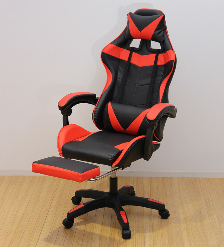 楽天市場】ゲーミングチェア フットレスト付き レーシングチェア