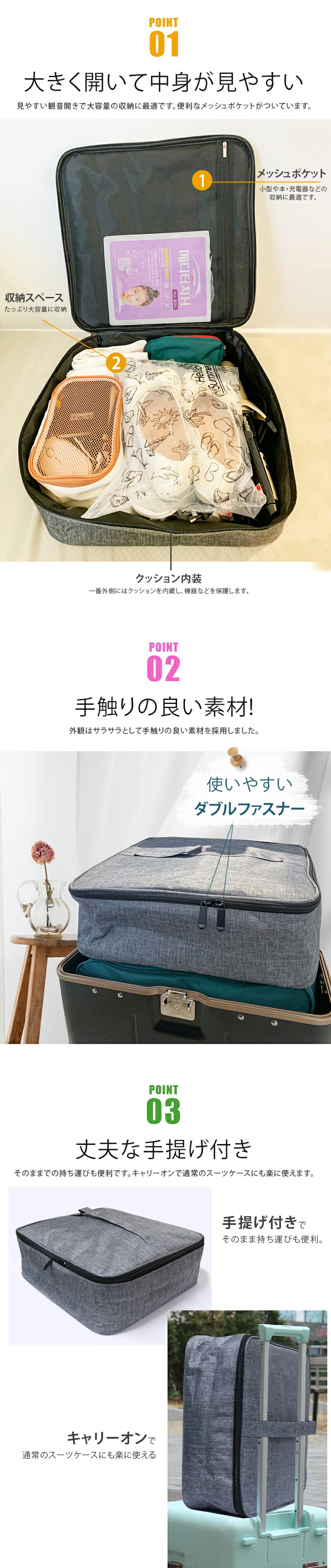 楽天市場】CUBE用 正方形ポーチ 大容量 収納ポーチ トラベルポーチ