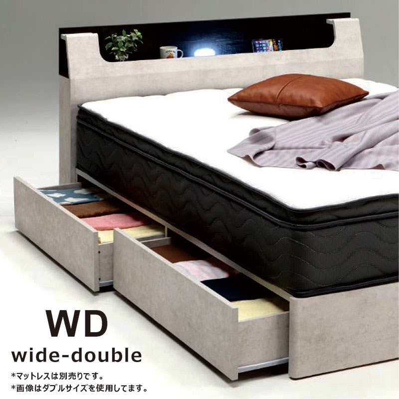 楽天市場】ワイドダブルベッド 収納付き すのこ 大容量 ワイドダブル