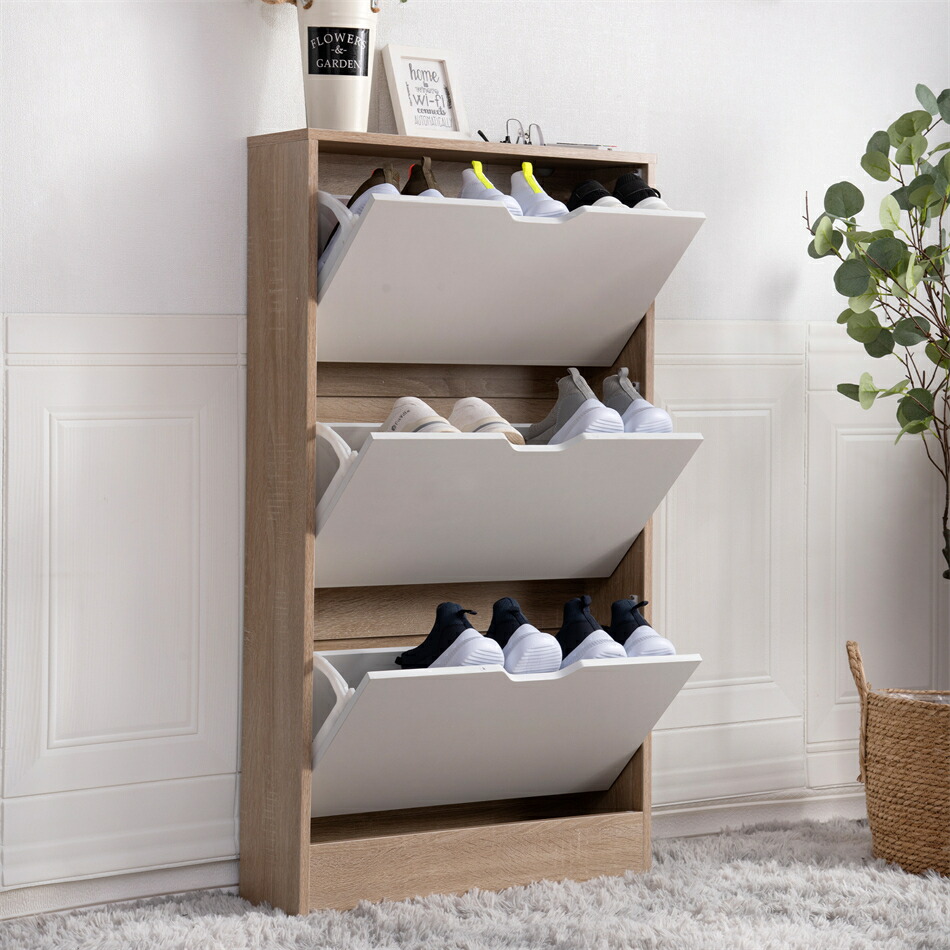 楽天市場】【人気商品】下駄箱 3段 シューズラック 玄関収納 引き出し