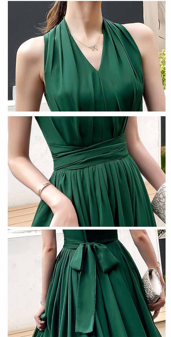 楽天市場】ロングドレス 演奏会 ワンピース グリーン ホルターネック