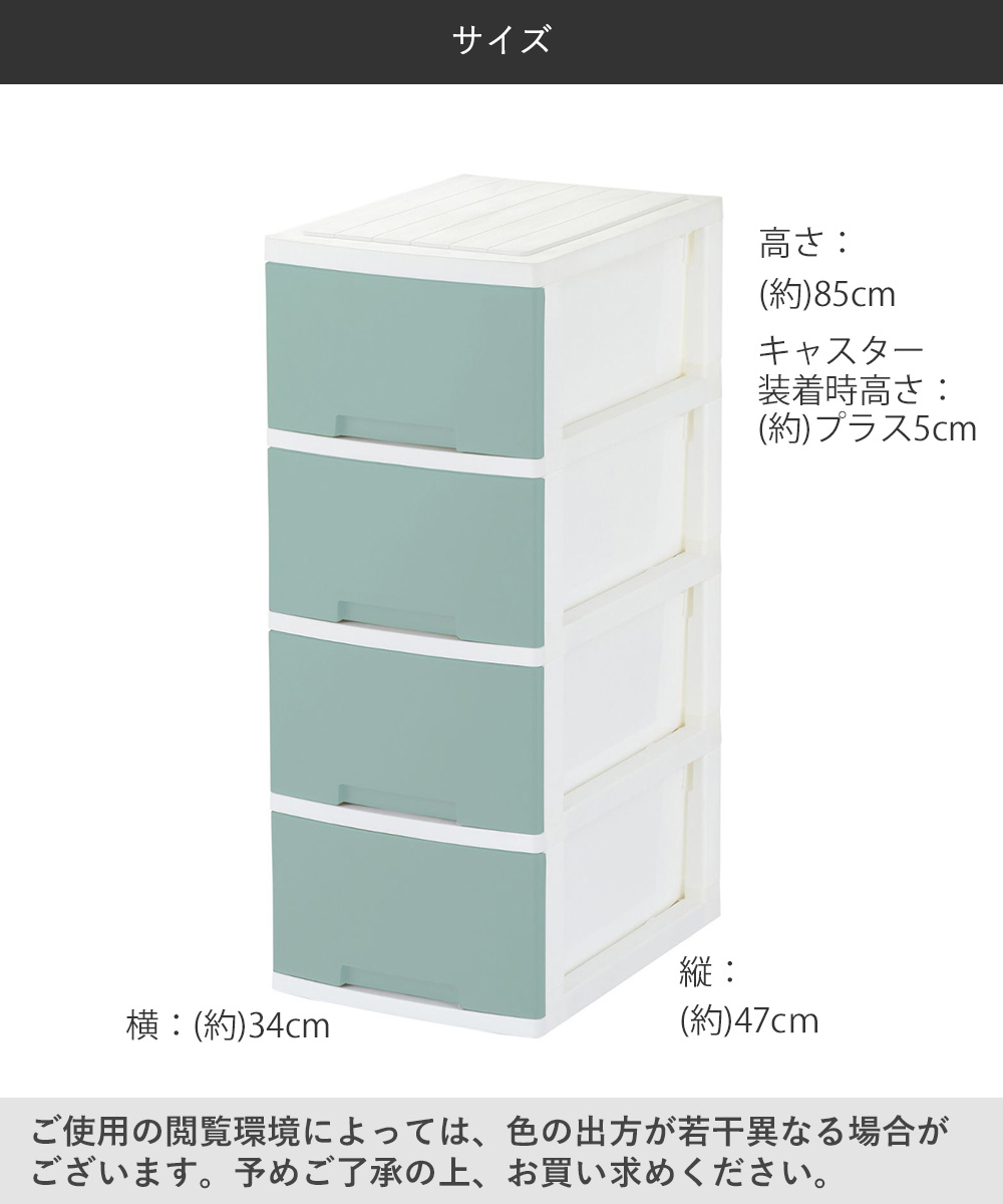 楽天市場】ニューライフスリム 収納ボックス 4段 キャスター付き