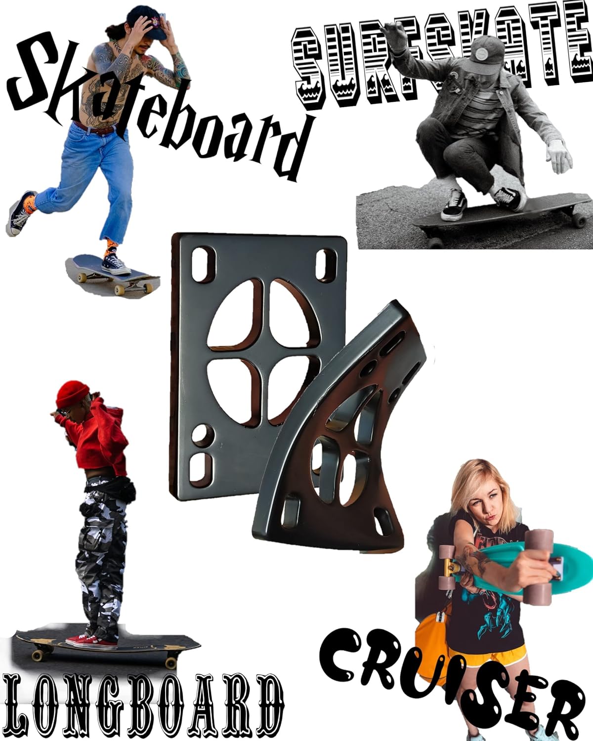 WELCOME BAUHAUS スケートボードデッキ、ライザーパッド、ビス付き