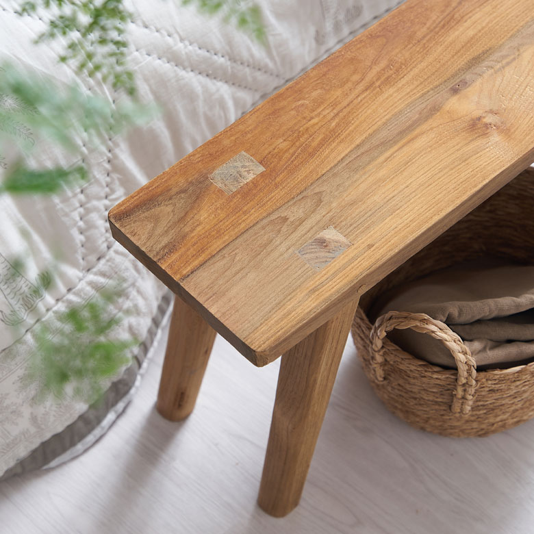 楽天市場】ベンチ ウッドベンチ 古材 チーク ウッド 約 W 75.5 × D 20