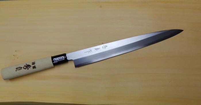 楽天市場】秀貞 カスミ研 柳刃包丁（刺身包丁）全長380mm 刃渡り