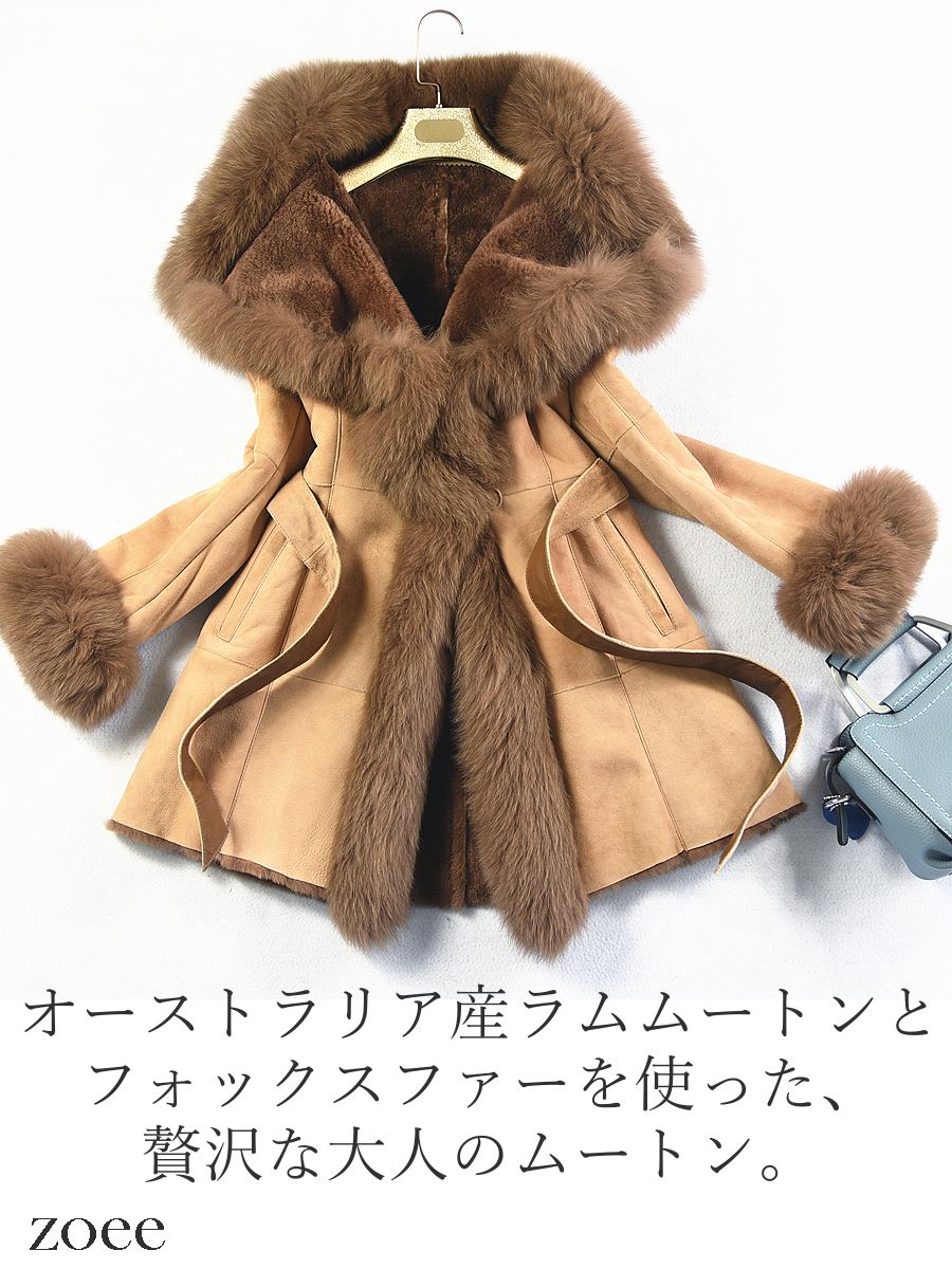 楽天市場】ムートンコート レディース 秋冬 フォックスファー付き