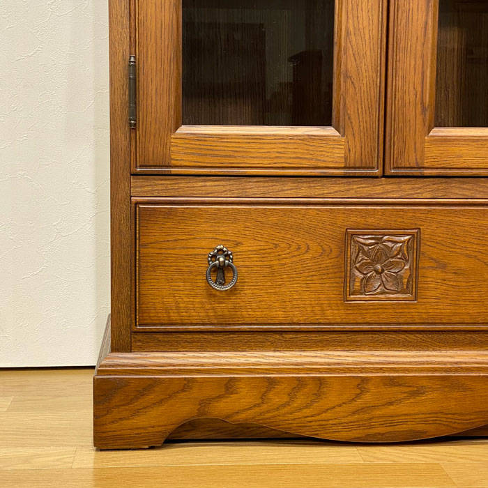 楽天市場】キャビネット ガラスキャビネット 食器棚 書棚 ナラ無垢