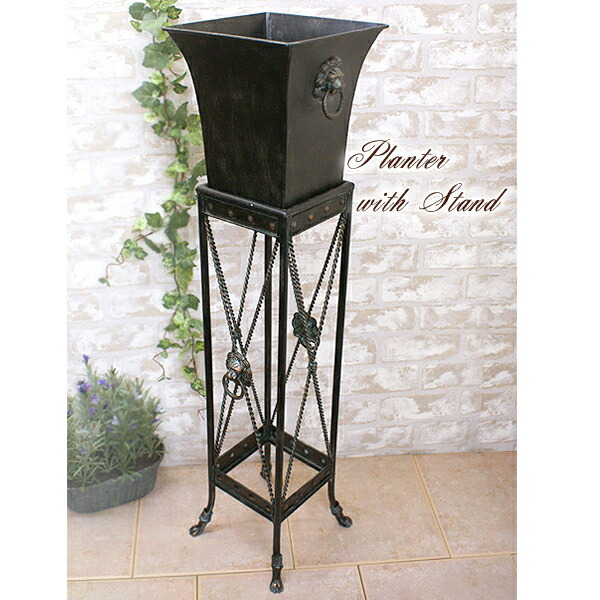 楽天市場】プランター スタンド付き アンティーク アイアン 鉢入れ