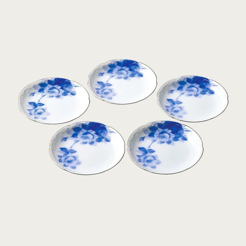 楽天市場】大倉陶園 ブルーローズ（8011） 15cm銘々皿揃（5枚） 54HV