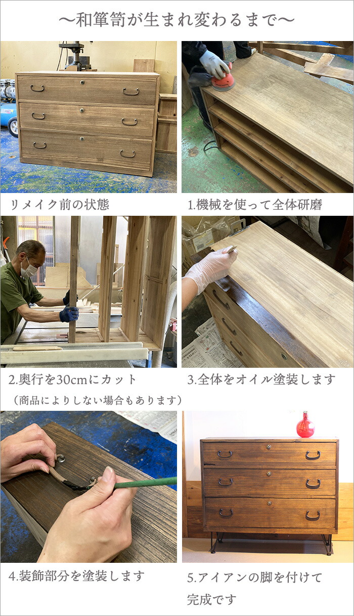 楽天市場】和箪笥 リメイク品 2段 幅88cm アンティーク家具 桐箪笥