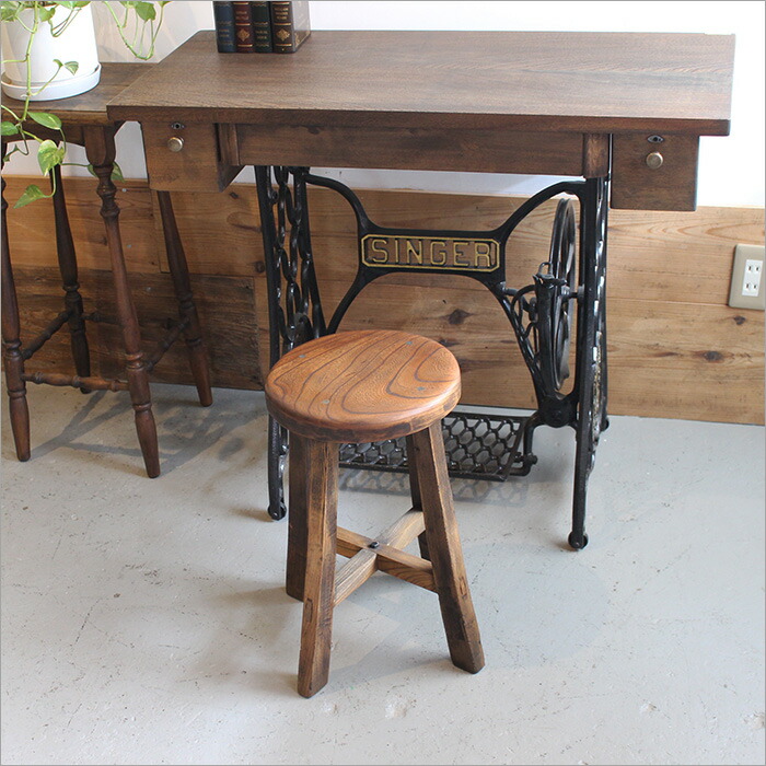 楽天市場】丸椅子 木製 アンティーク おしゃれ ケヤキ材 無垢材