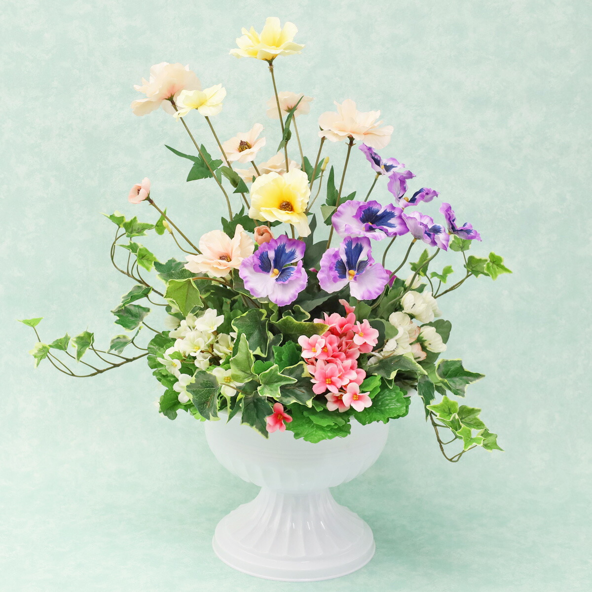 楽天市場】造花 パンジーとラナンキュラスラックスの寄せ植え 春の