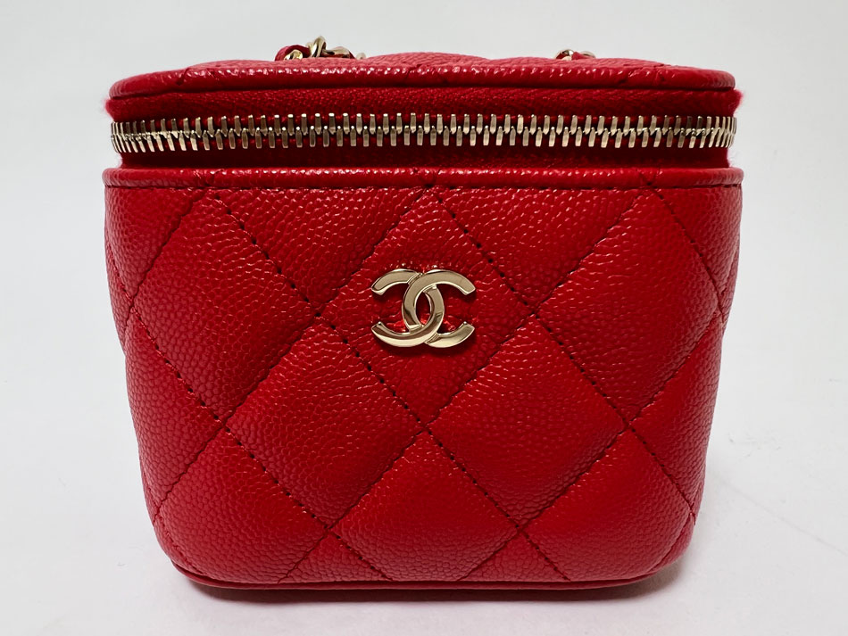 楽天市場】CHANEL シャネル キャビアスキン ミニバニティ チェーン