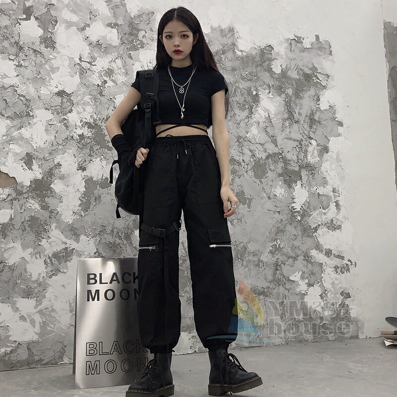 楽天市場】カーゴパンツ レディース ダンスパンツ 黒 ゴムウエスト