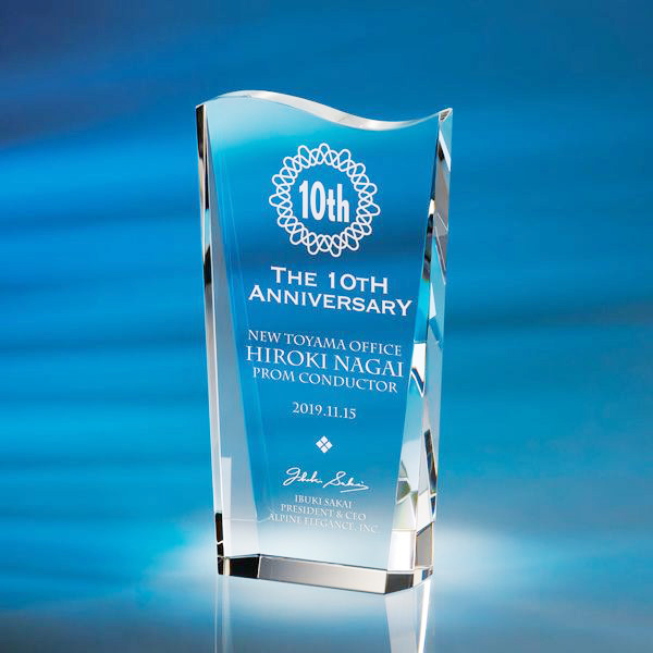 クリスタルトロフィー ウェーブZKG-1152｜カラー対応・デザイン無料