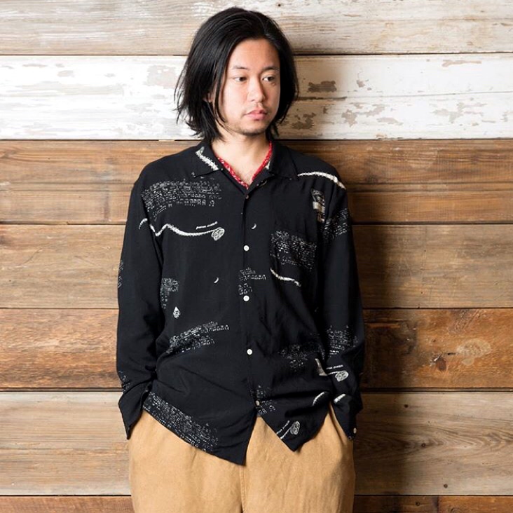 Porter Classic (ALOHA LONG SHIRT) Color：Black - TRAMPS/トランプス