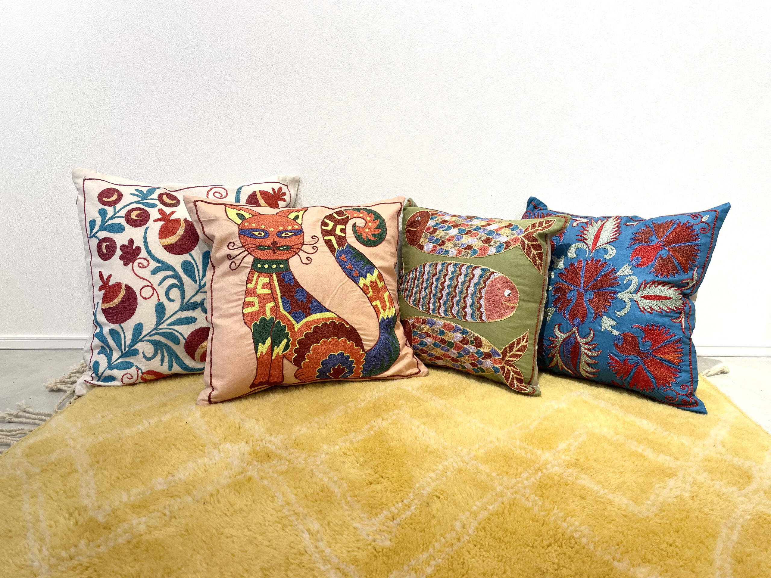 スザニ刺繍クッションカバー&モロッコラグ – tricollage トリコラージュ