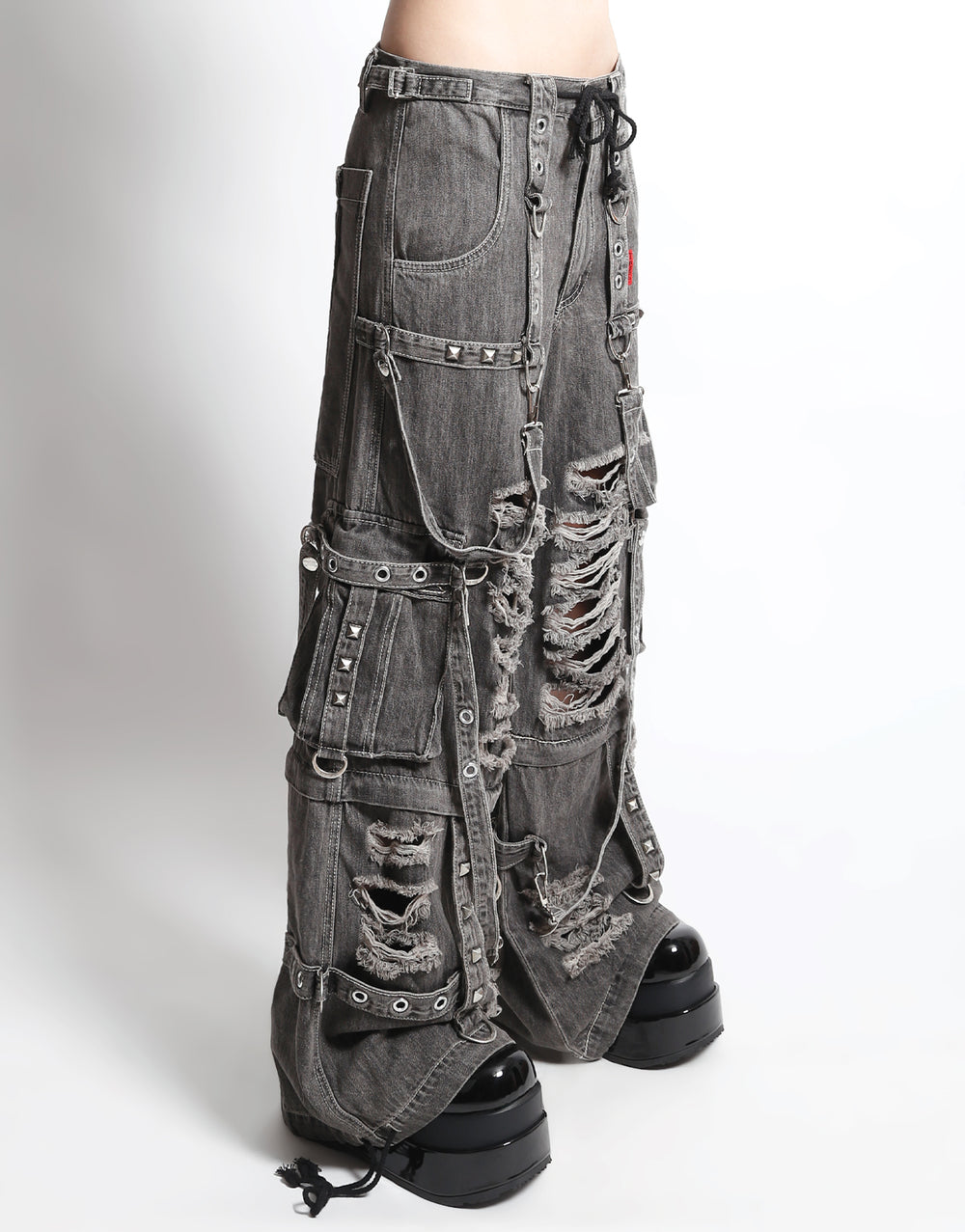 TRIPP NYC - SHREDDER DENIM STRAP PANT BLACK